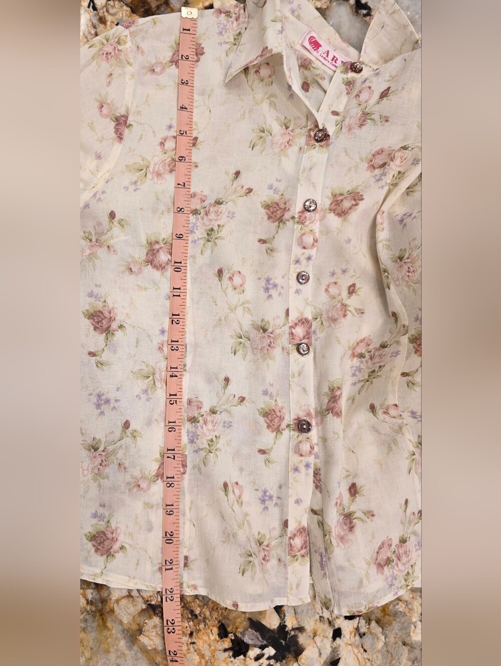 Vintage long-sleeve button-up shirt floral print Cotton XL - Picture 9 of 10
